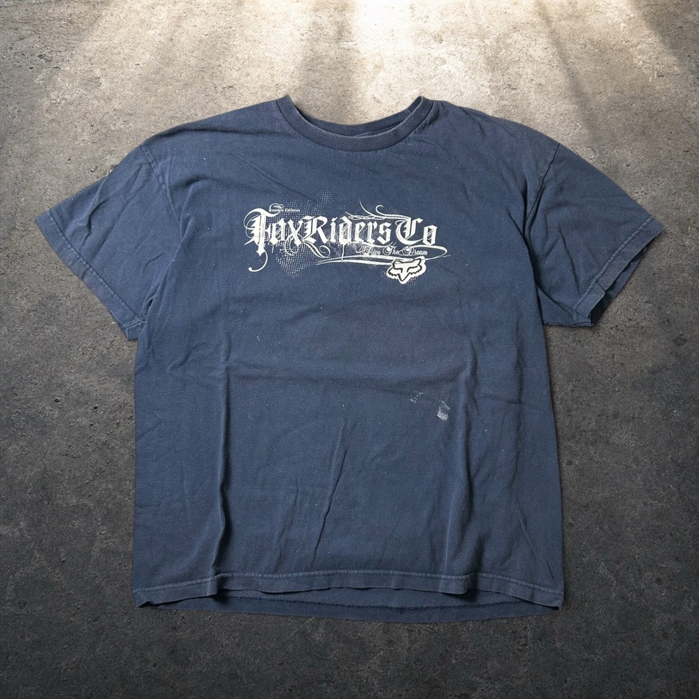 Fox Racing Graphic T-Shirt Navy Blue Skater Y2K Vintage Size XL